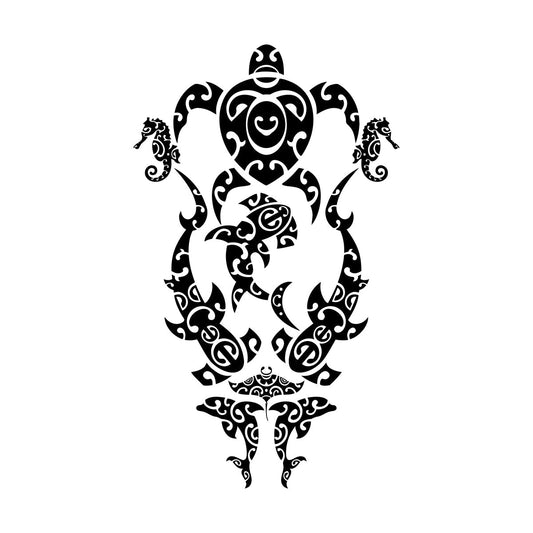 Sea Turtle Marine Animals Beach Style Lettering Stickers Multiple Size Options