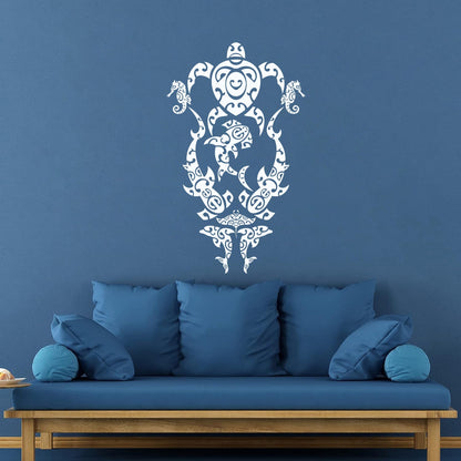 Sea Turtle Marine Animals Beach Style Lettering Stickers Multiple Size Options