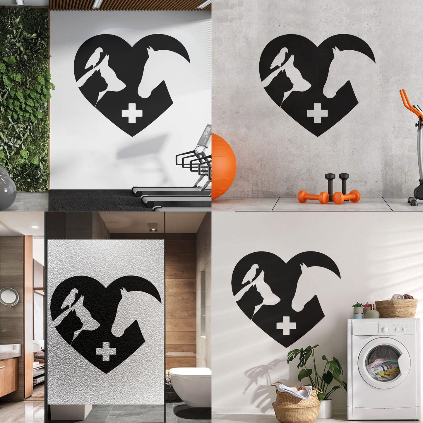 Fine Carving Decals Signboard Logo Veterinary Clinic Animals Pets Love Tattoo Culture