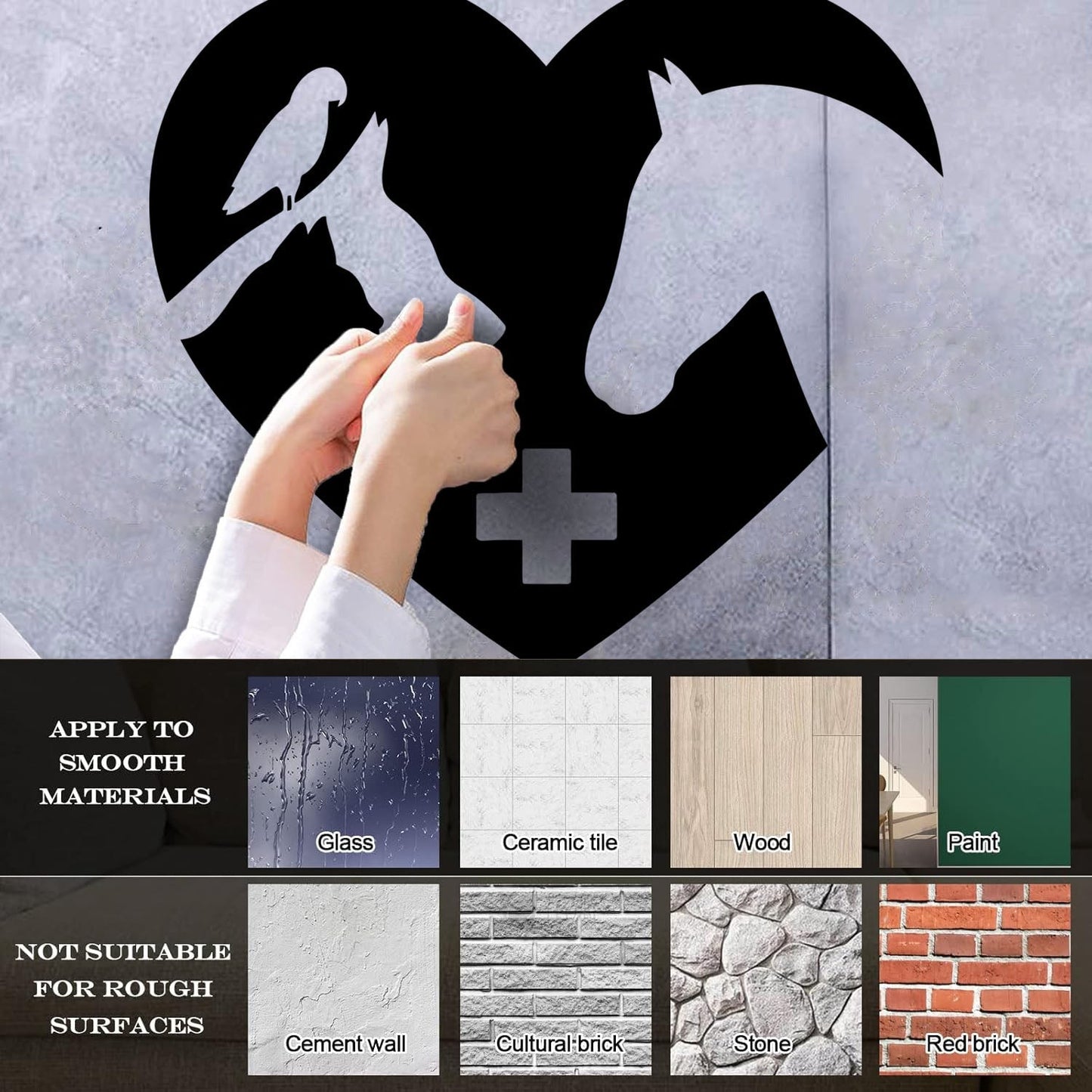 Fine Carving Decals Signboard Logo Veterinary Clinic Animals Pets Love Tattoo Culture