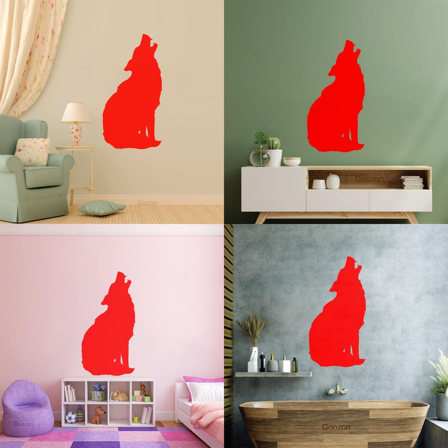 Silhouette Wolf Predator Animal Wolf'S Howl Wall Decals Paster Paper Easy Installation