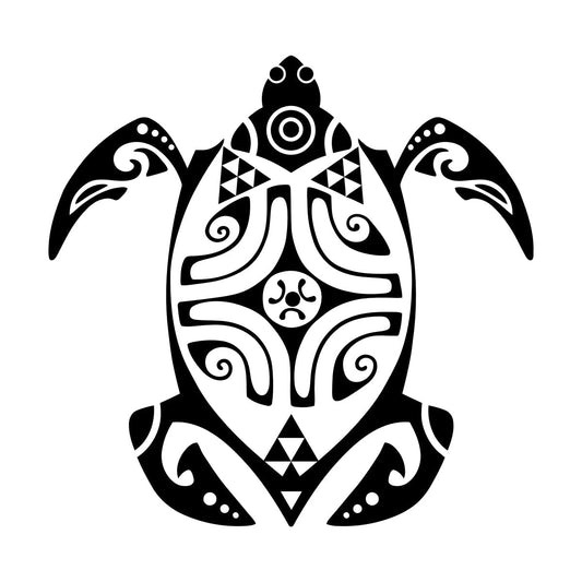 Fine Carving Decals Maui Turtle Tattoo Style Sea Animal Window Decals