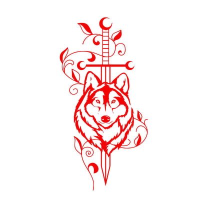 Engraving Decals Sword Wolf Animal Predator Tribal Art Mural Painting