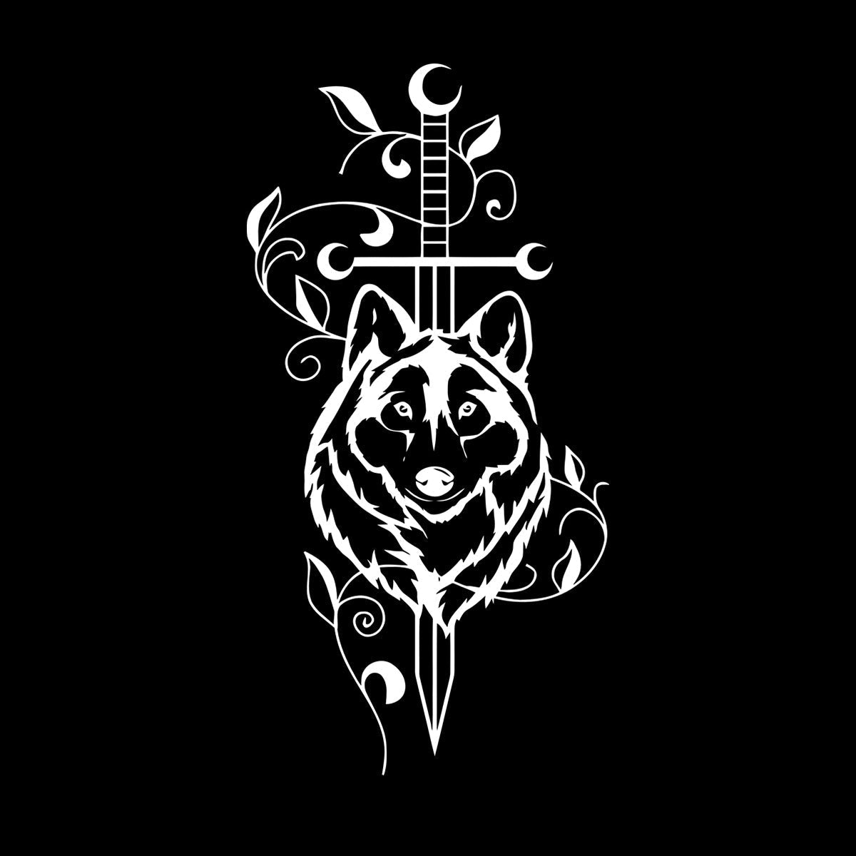 Engraving Decals Sword Wolf Animal Predator Tribal Art Mural Painting