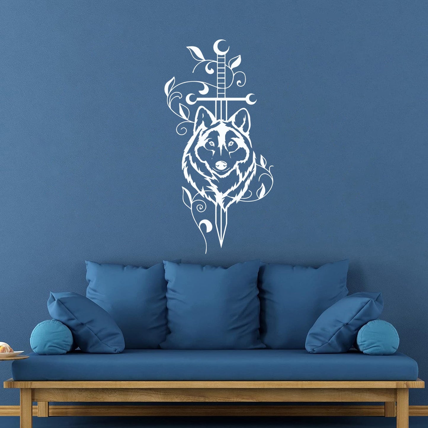 Engraving Decals Sword Wolf Animal Predator Tribal Art Mural Painting