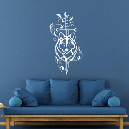 Engraving Decals Sword Wolf Animal Predator Tribal Art Mural Painting