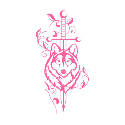 Engraving Decals Sword Wolf Animal Predator Tribal Art Mural Painting