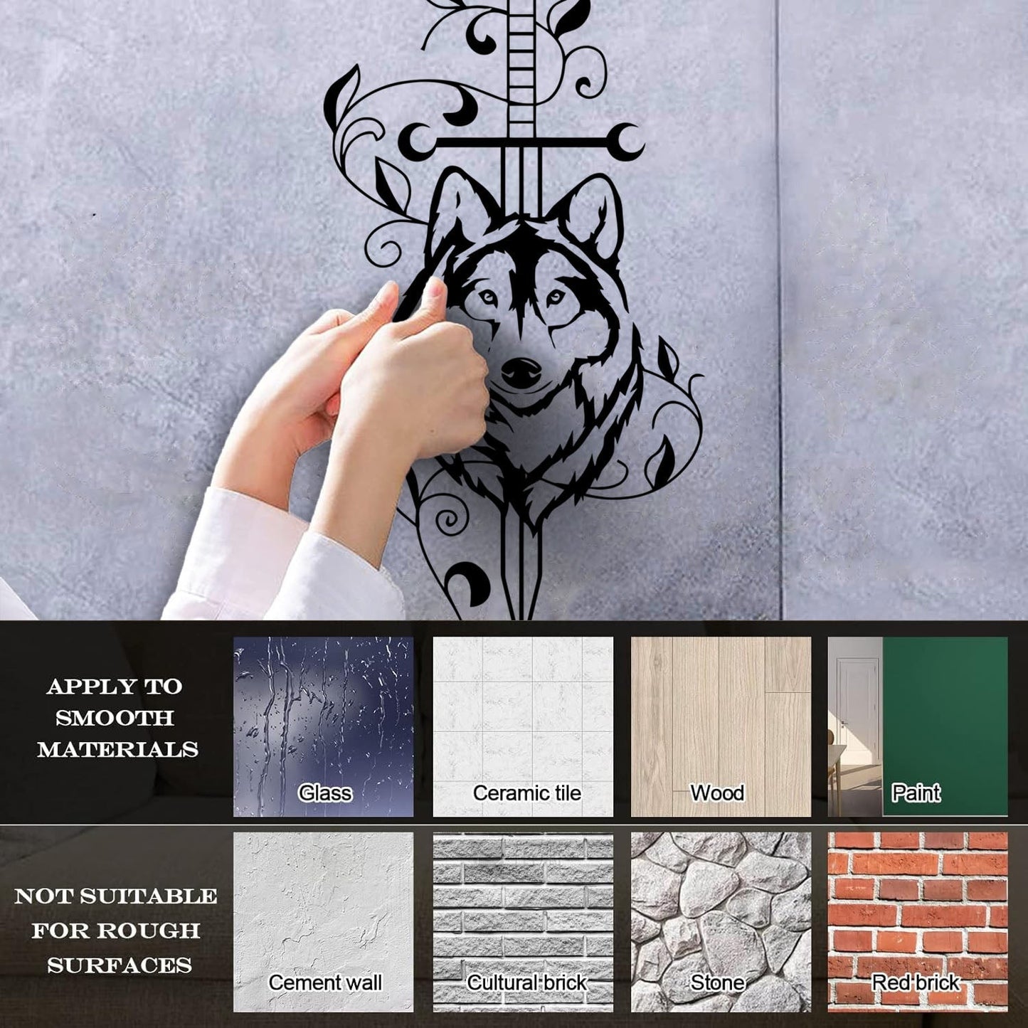 Engraving Decals Sword Wolf Animal Predator Tribal Art Mural Painting