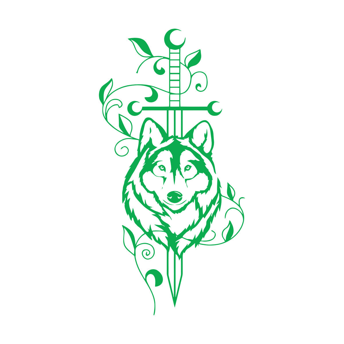 Engraving Decals Sword Wolf Animal Predator Tribal Art Mural Painting