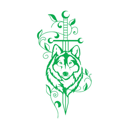 Engraving Decals Sword Wolf Animal Predator Tribal Art Mural Painting