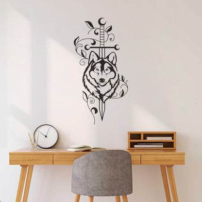 Engraving Decals Sword Wolf Animal Predator Tribal Art Mural Painting