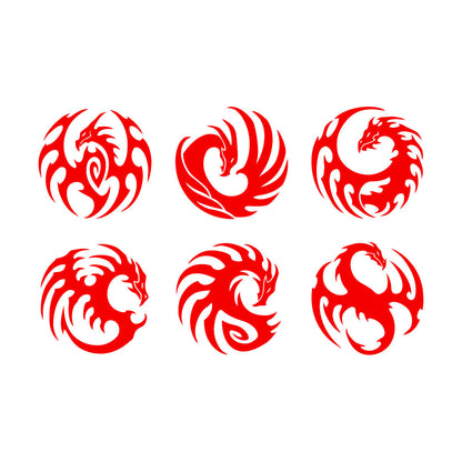 Mural And Wall Vinyl Decal Tattoo Set Round Tribal Dragon Mythology Animals Multiple Size Options