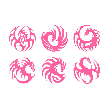 Mural And Wall Vinyl Decal Tattoo Set Round Tribal Dragon Mythology Animals Multiple Size Options