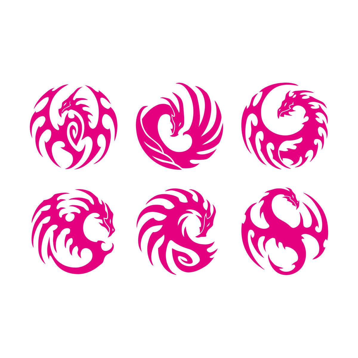 Mural And Wall Vinyl Decal Tattoo Set Round Tribal Dragon Mythology Animals Multiple Size Options