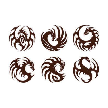 Mural And Wall Vinyl Decal Tattoo Set Round Tribal Dragon Mythology Animals Multiple Size Options