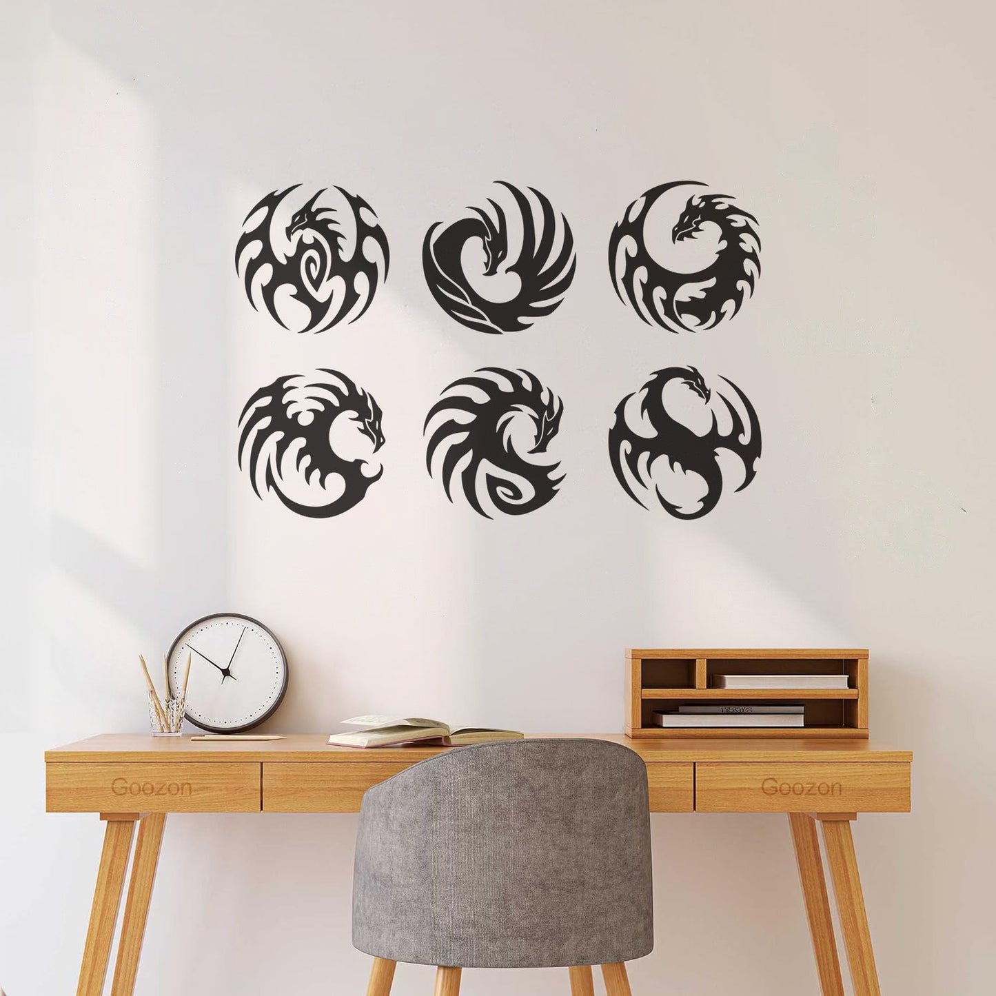 Mural And Wall Vinyl Decal Tattoo Set Round Tribal Dragon Mythology Animals Multiple Size Options