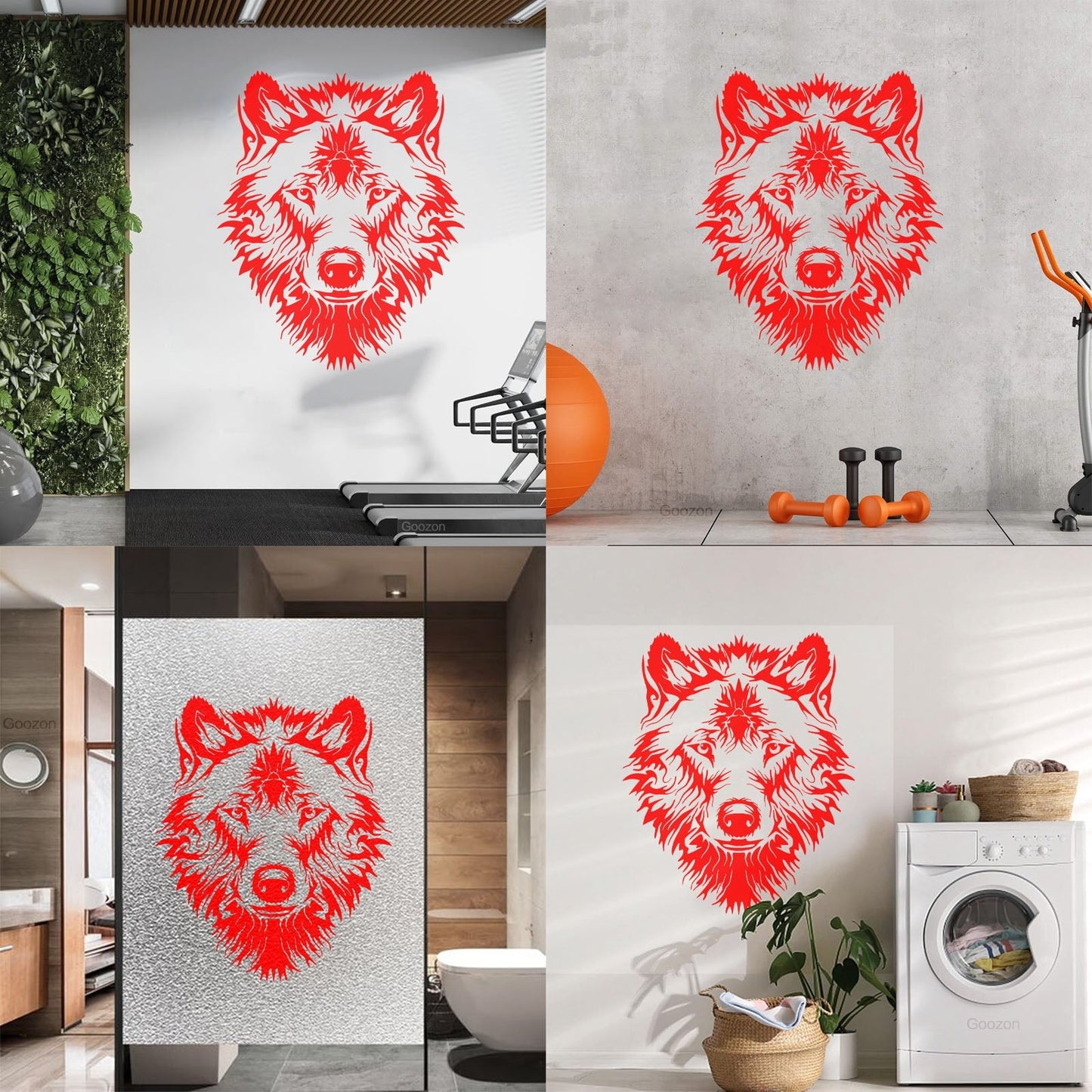 Vinyl Wall Stickers Tribal Animal Wild Wolf Head Predator Glass Stickers