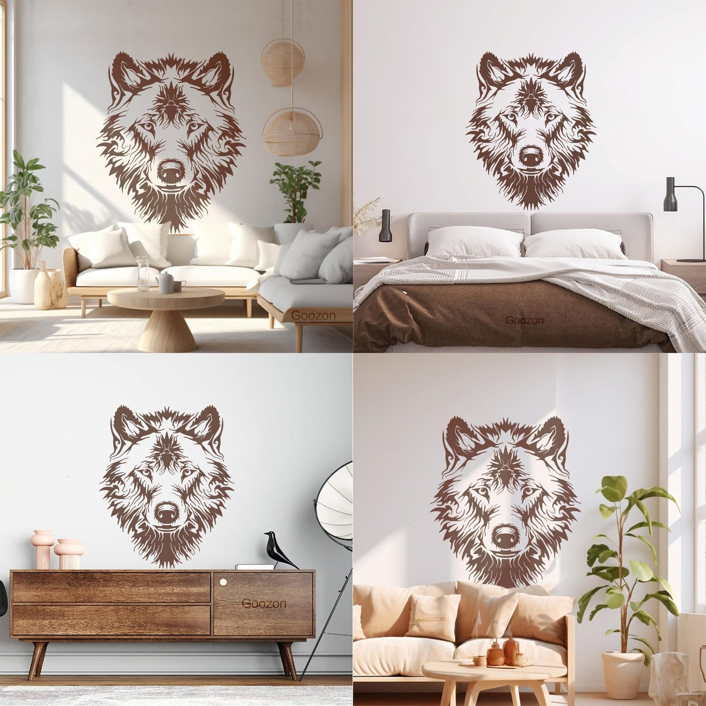 Vinyl Wall Stickers Tribal Animal Wild Wolf Head Predator Glass Stickers