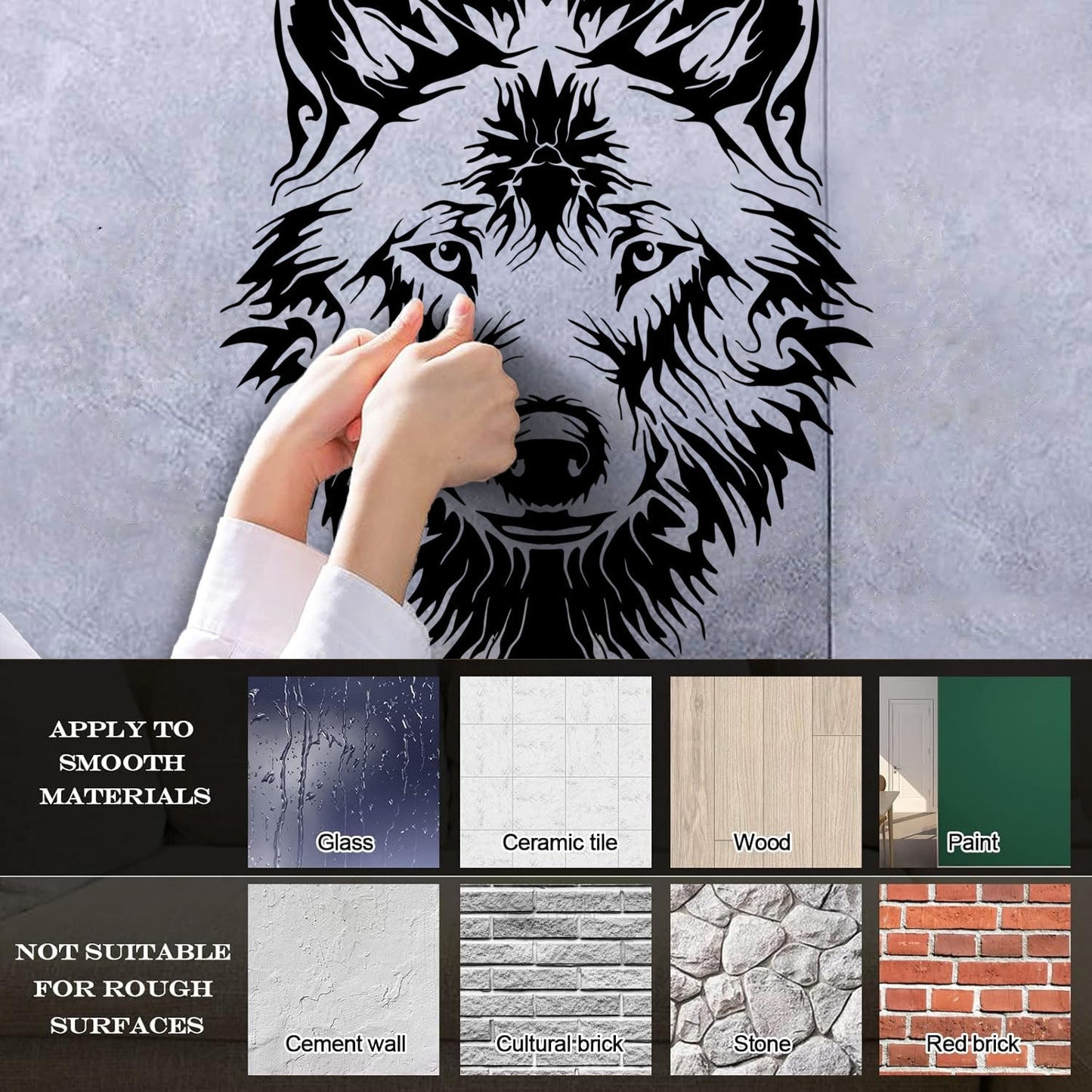 Vinyl Wall Stickers Tribal Animal Wild Wolf Head Predator Glass Stickers
