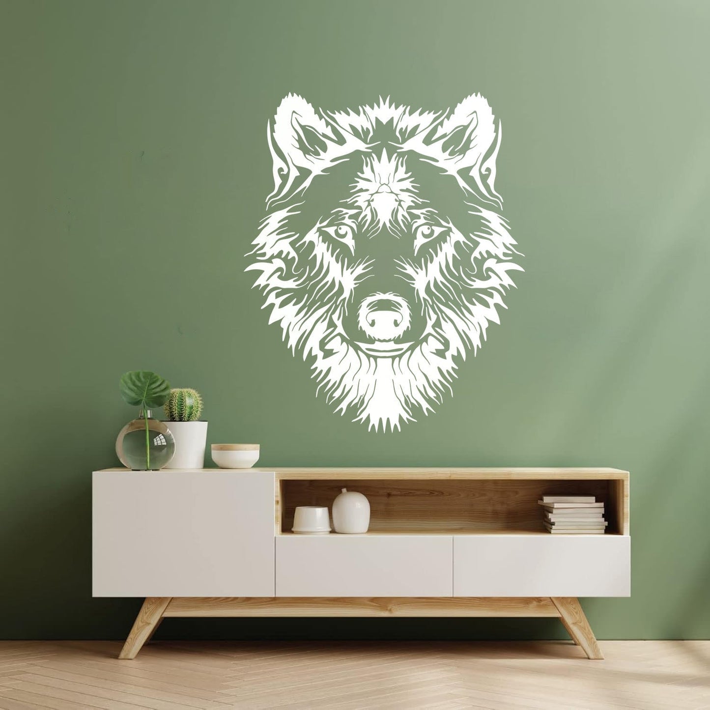 Vinyl Wall Stickers Tribal Animal Wild Wolf Head Predator Glass Stickers