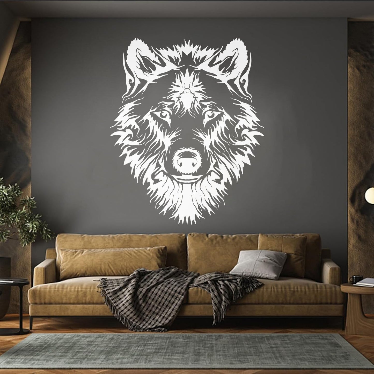 Vinyl Wall Stickers Tribal Animal Wild Wolf Head Predator Glass Stickers