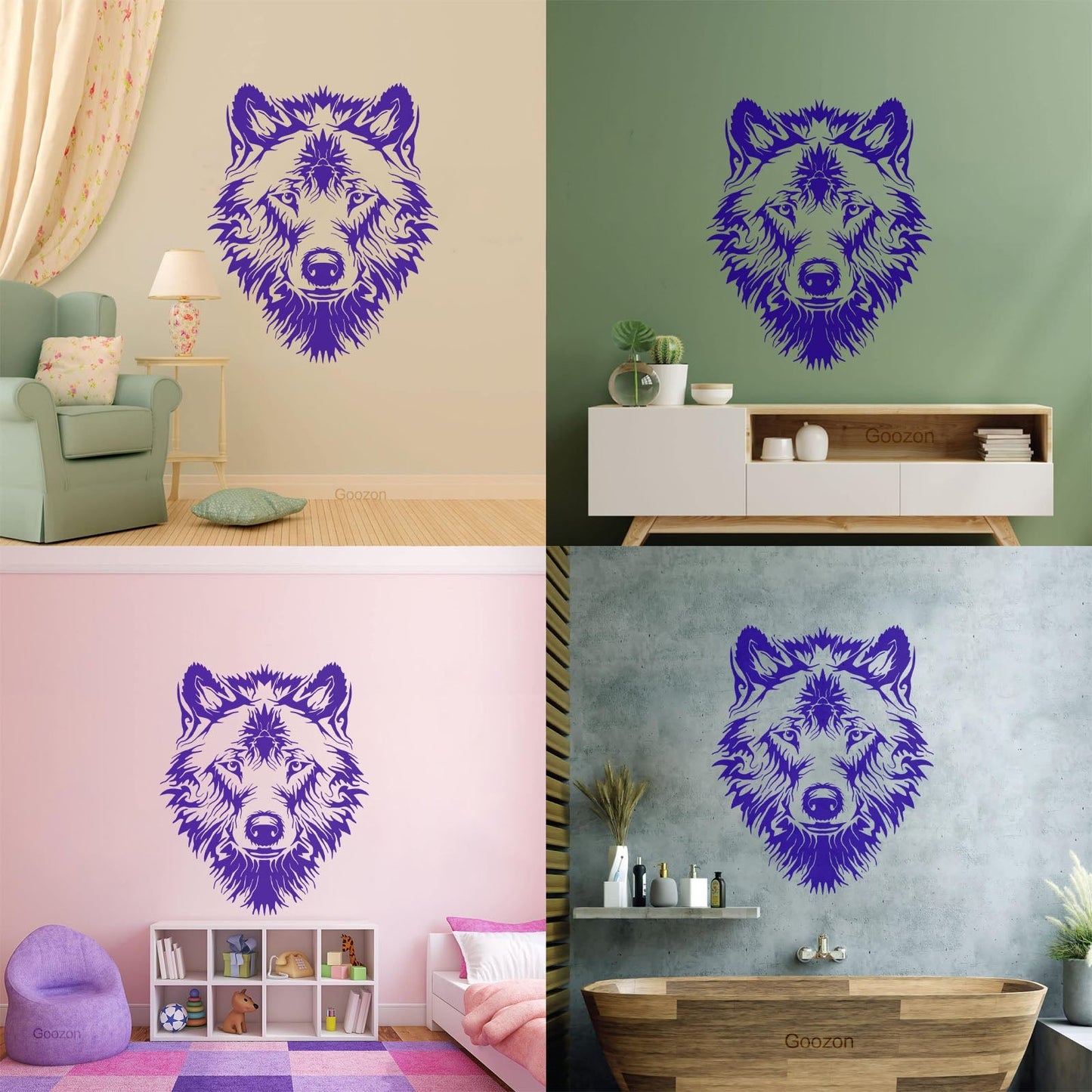Vinyl Wall Stickers Tribal Animal Wild Wolf Head Predator Glass Stickers