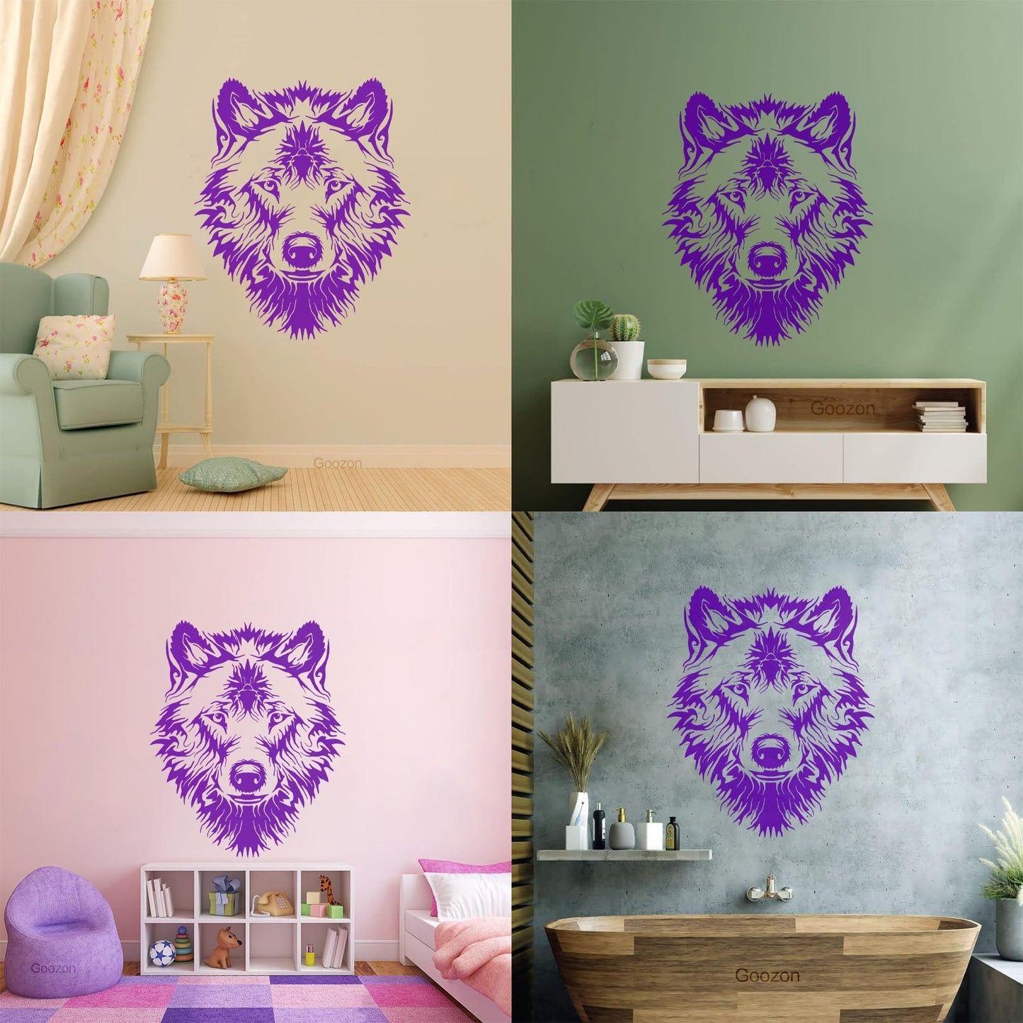 Vinyl Wall Stickers Tribal Animal Wild Wolf Head Predator Glass Stickers