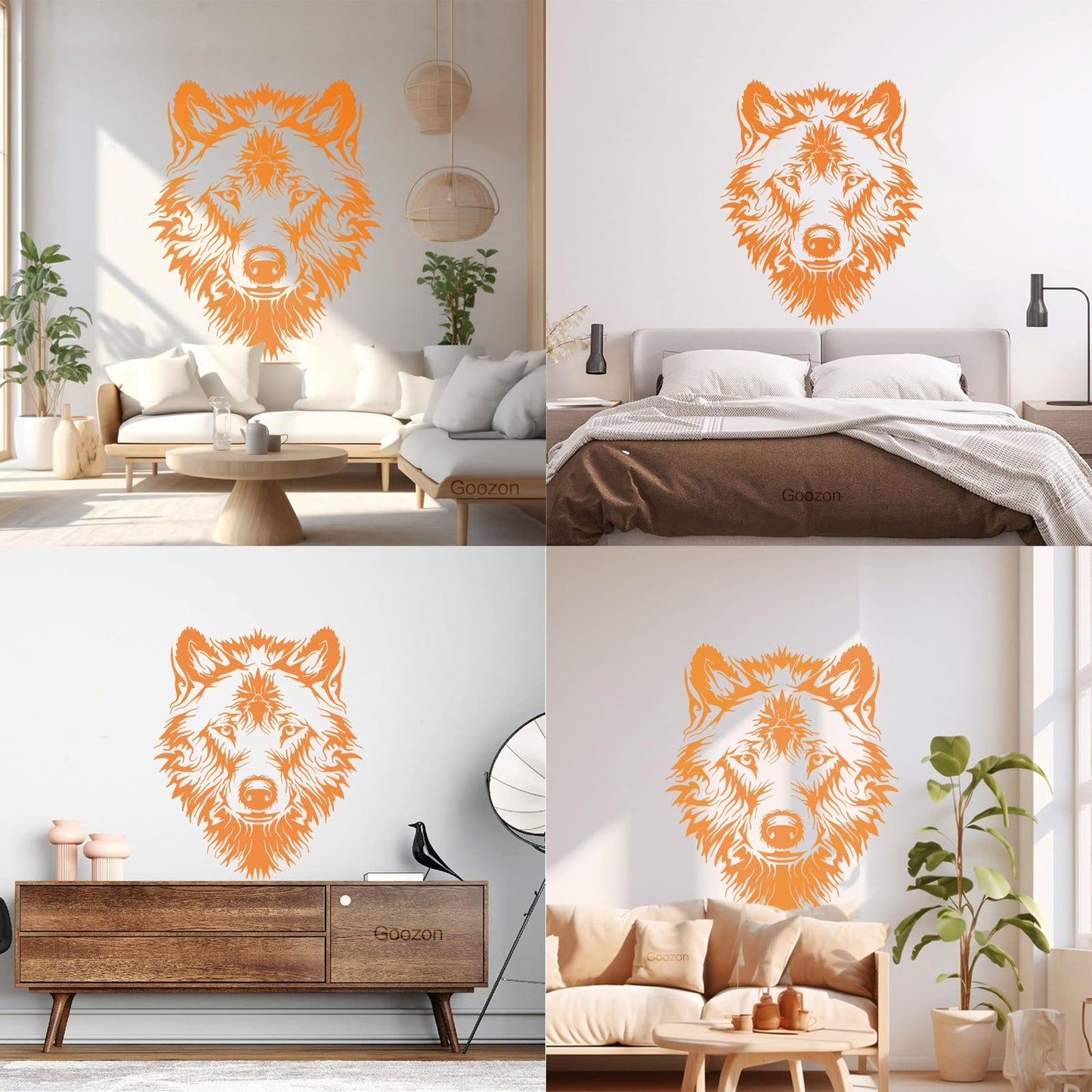 Vinyl Wall Stickers Tribal Animal Wild Wolf Head Predator Glass Stickers