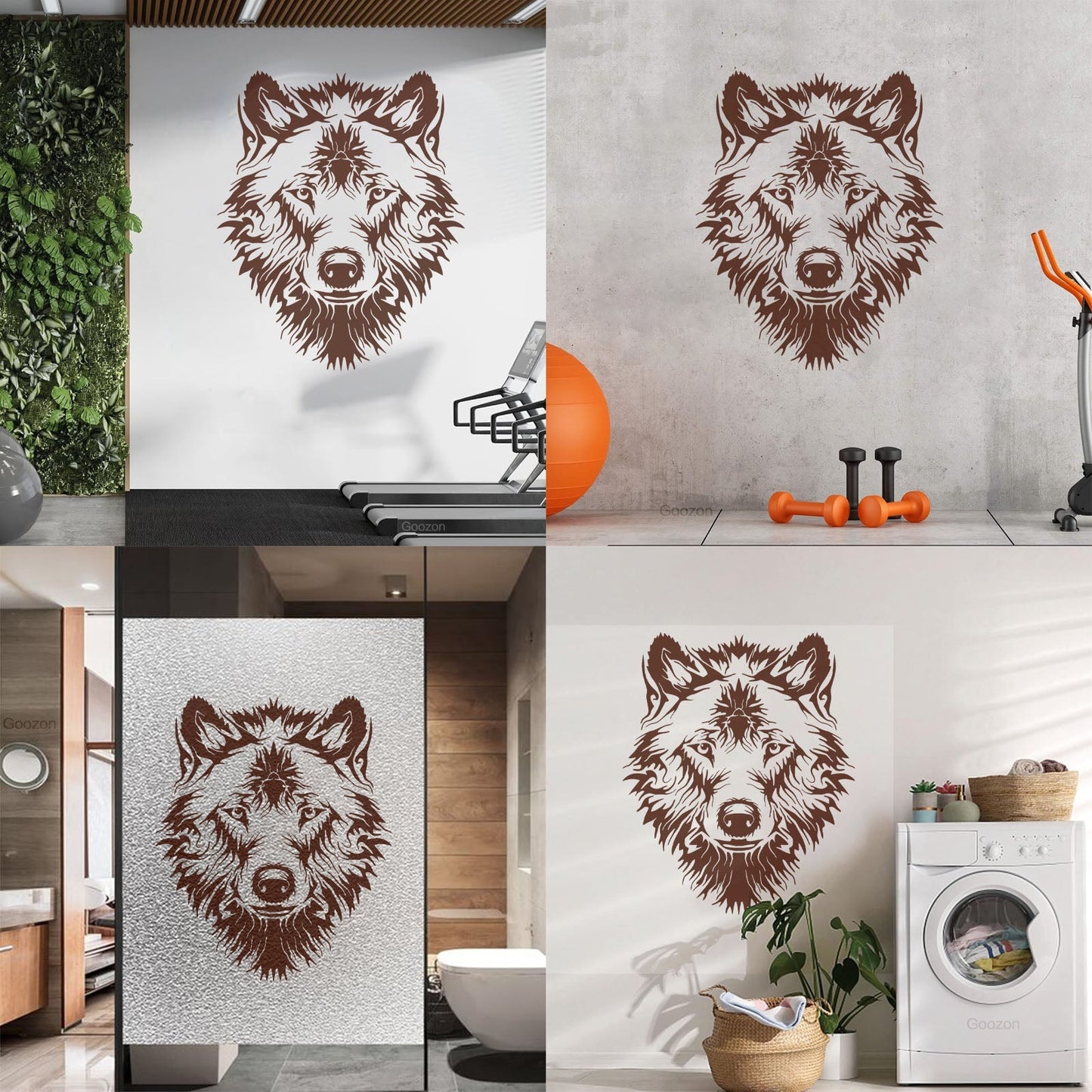 Vinyl Wall Stickers Tribal Animal Wild Wolf Head Predator Glass Stickers
