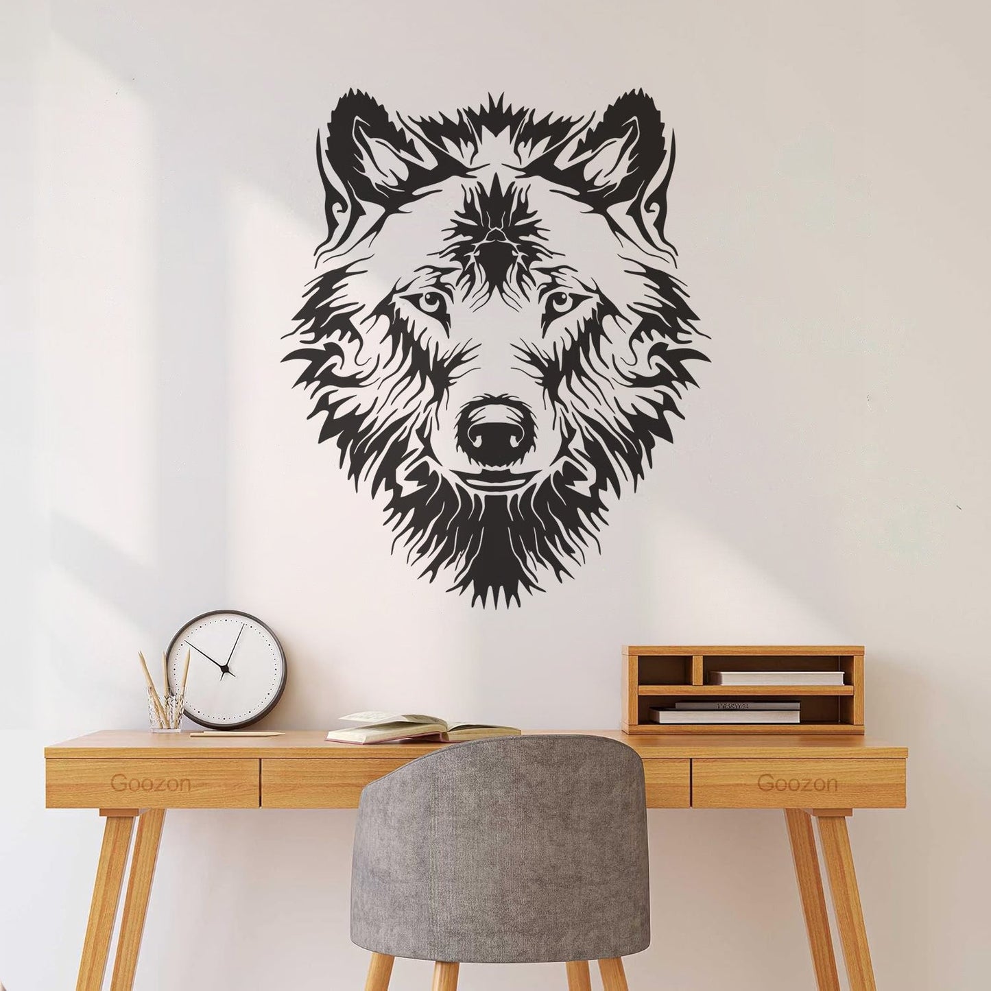 Vinyl Wall Stickers Tribal Animal Wild Wolf Head Predator Glass Stickers