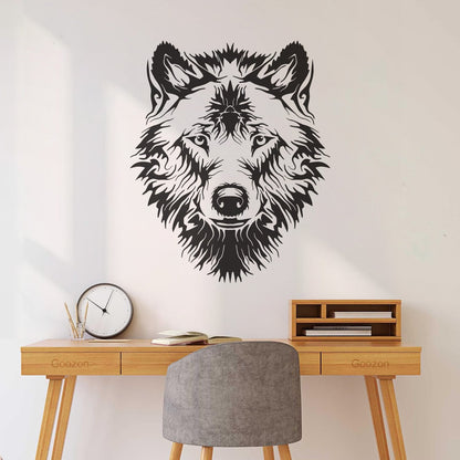 Vinyl Wall Stickers Tribal Animal Wild Wolf Head Predator Glass Stickers