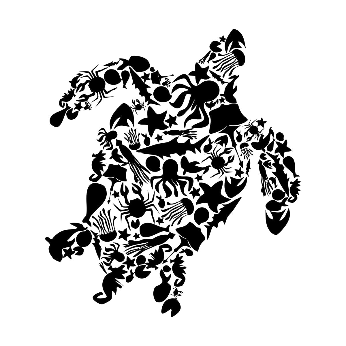 Fine Carving Stickers Turtle Octopus Fish Marine Animals Equipped With Transfer Film Kit