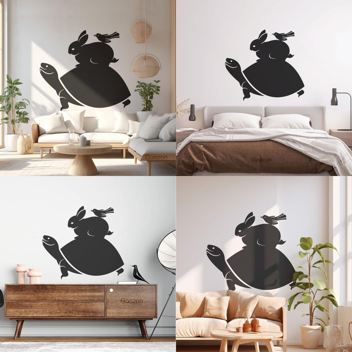 Vinyl Art Sticker Turtle Rabbit Bird Animals Multiple Size Options