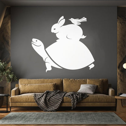 Vinyl Art Sticker Turtle Rabbit Bird Animals Multiple Size Options