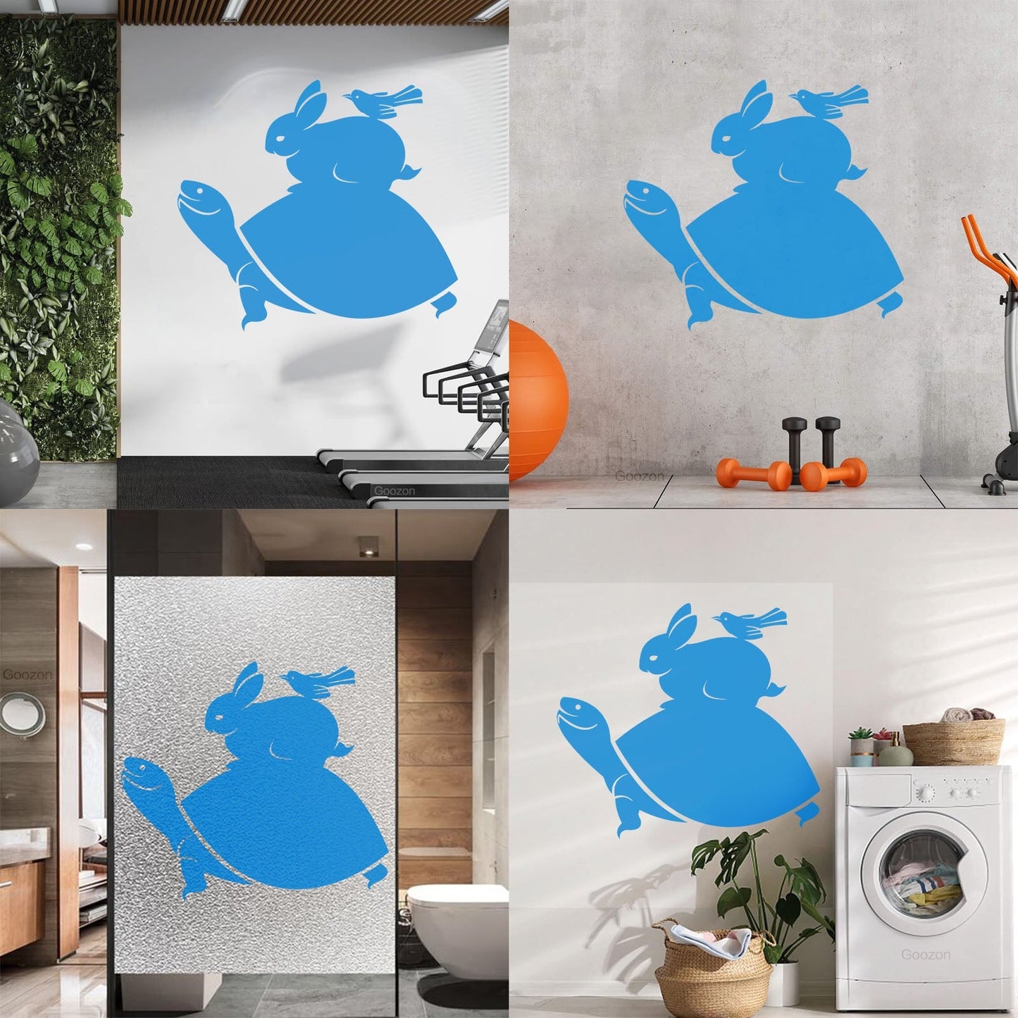 Vinyl Art Sticker Turtle Rabbit Bird Animals Multiple Size Options