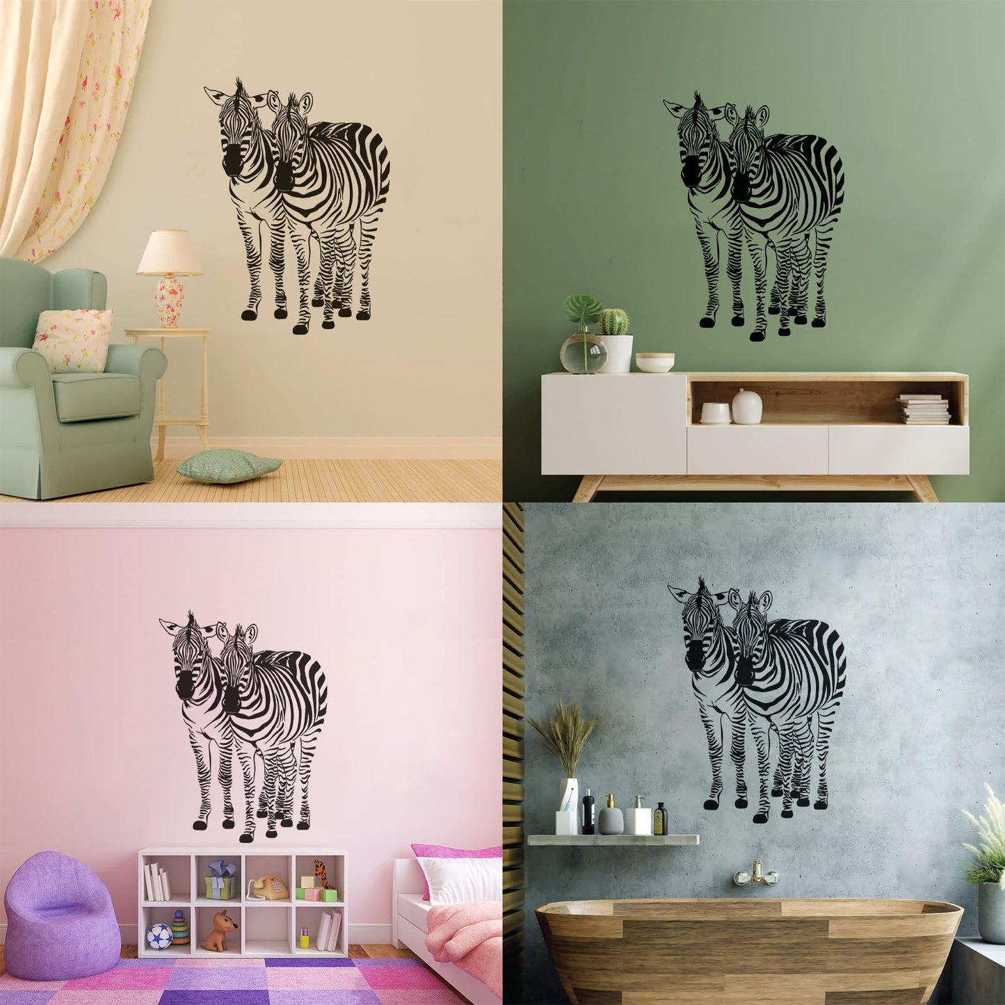 Wall Decals Pvc Two Zebras African Animals Zoo Wild Personalized Customization