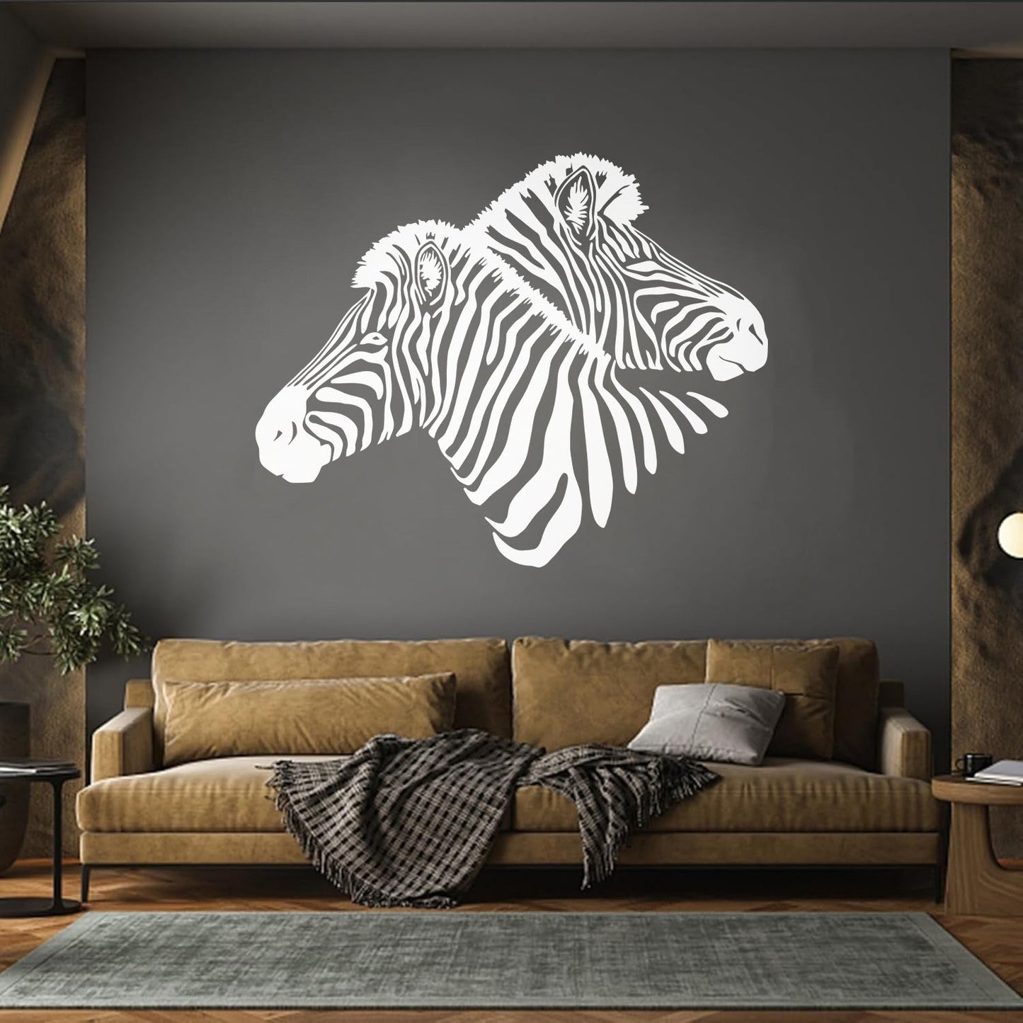 Lettering Stickers Two Zebras Head Zoo Wild Animals Can Modify And Add Information