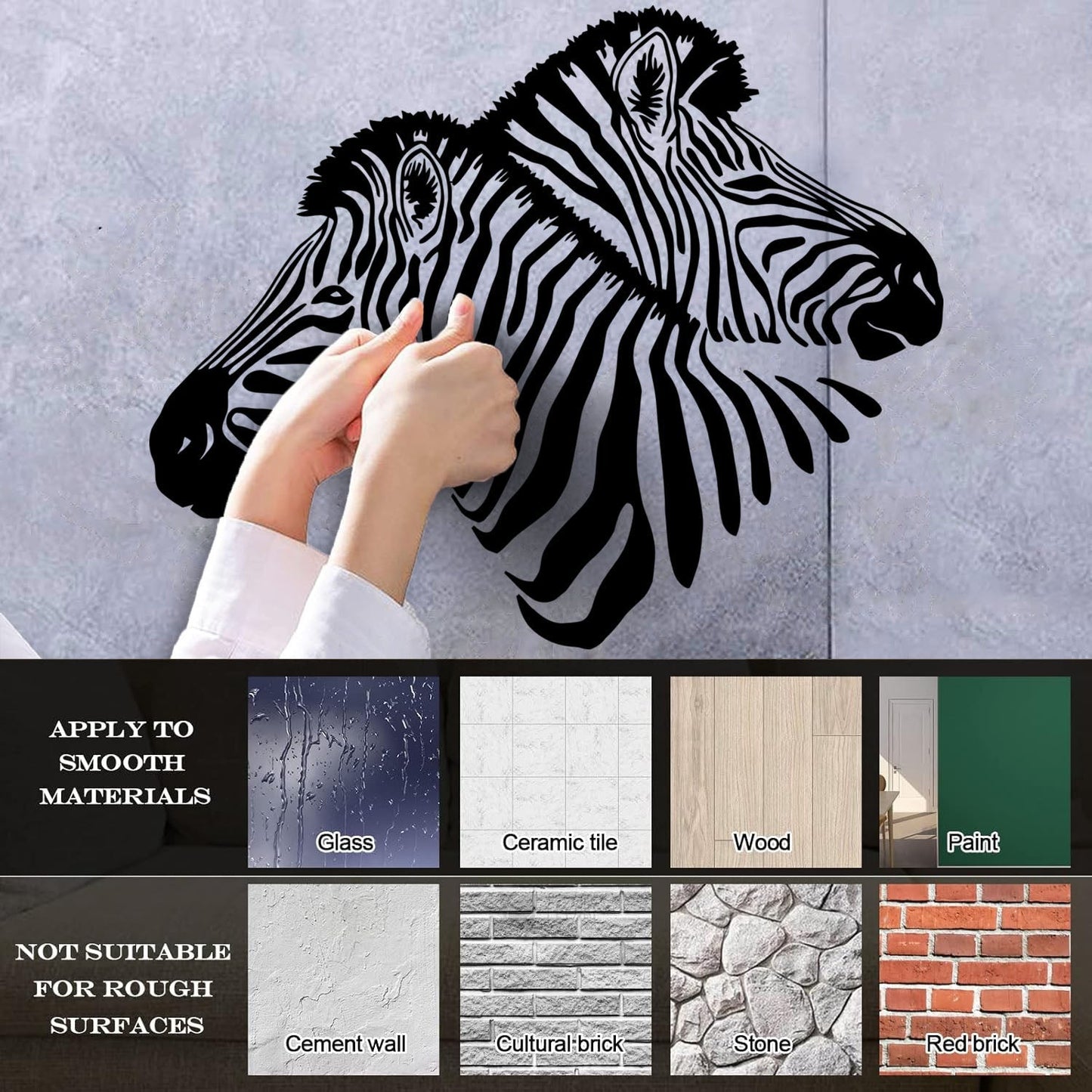 Lettering Stickers Two Zebras Head Zoo Wild Animals Can Modify And Add Information