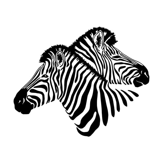 Lettering Stickers Two Zebras Head Zoo Wild Animals Can Modify And Add Information