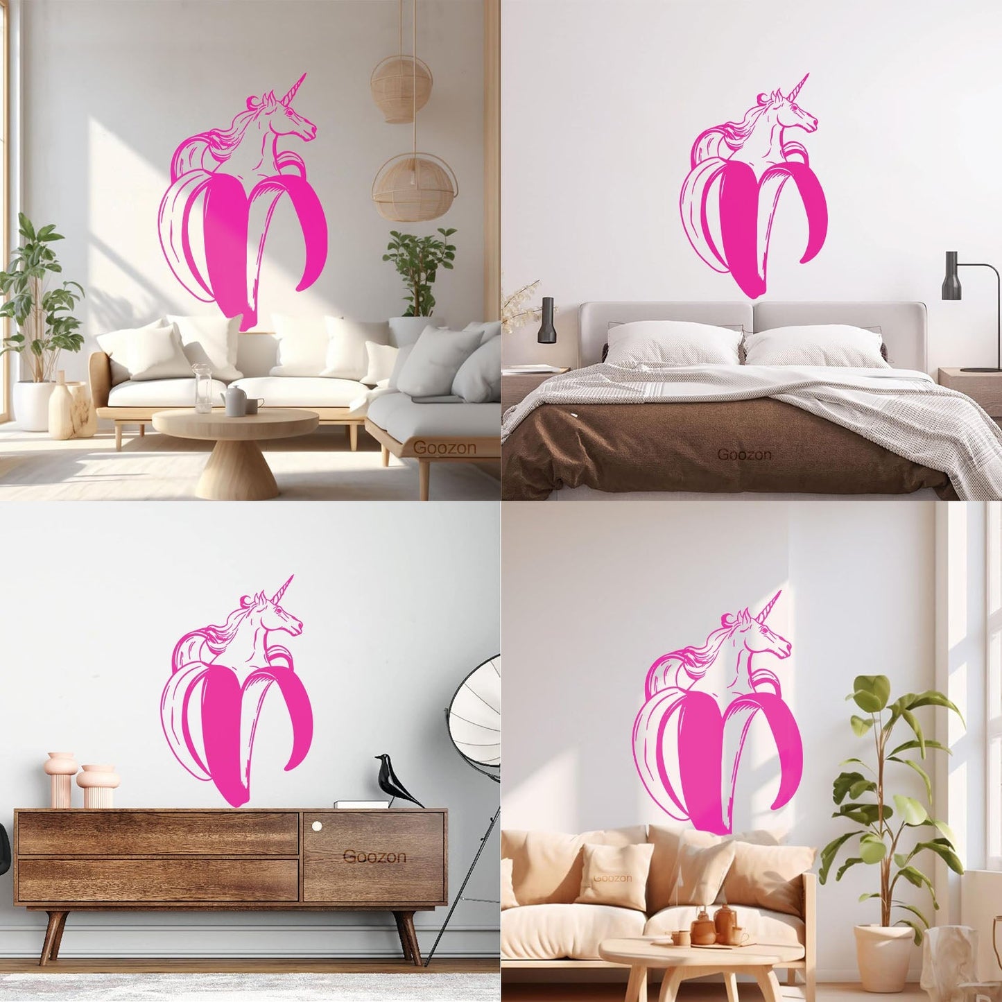 Vinyl Wall Stickers Unicorn Fairytale Fictional Animal Banana Wall Beautification