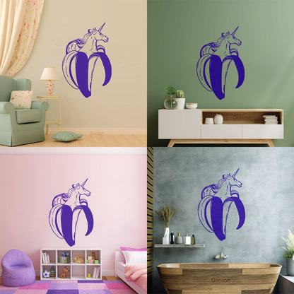 Vinyl Wall Stickers Unicorn Fairytale Fictional Animal Banana Wall Beautification