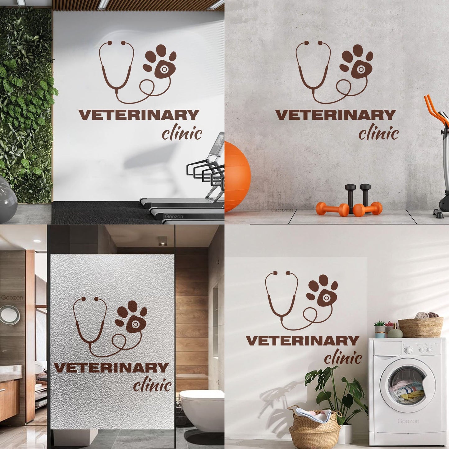 Fine Carving Stickers Veterinary Clinic House Animals Pet Care Self Adhesive