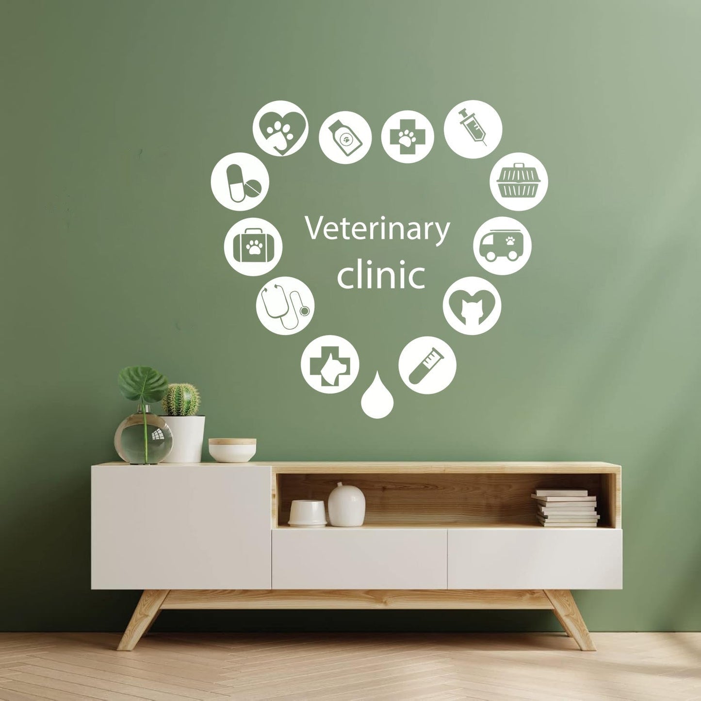 Fine Carving Decals Veterinary Clinic Logo Word Love Pets Animal Silhouette Multi Color Selection