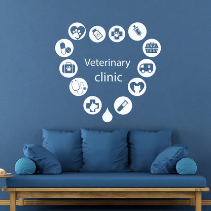 Fine Carving Decals Veterinary Clinic Logo Word Love Pets Animal Silhouette Multi Color Selection