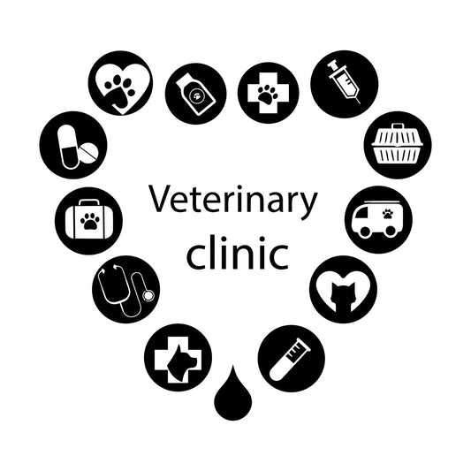 Fine Carving Decals Veterinary Clinic Logo Word Love Pets Animal Silhouette Multi Color Selection