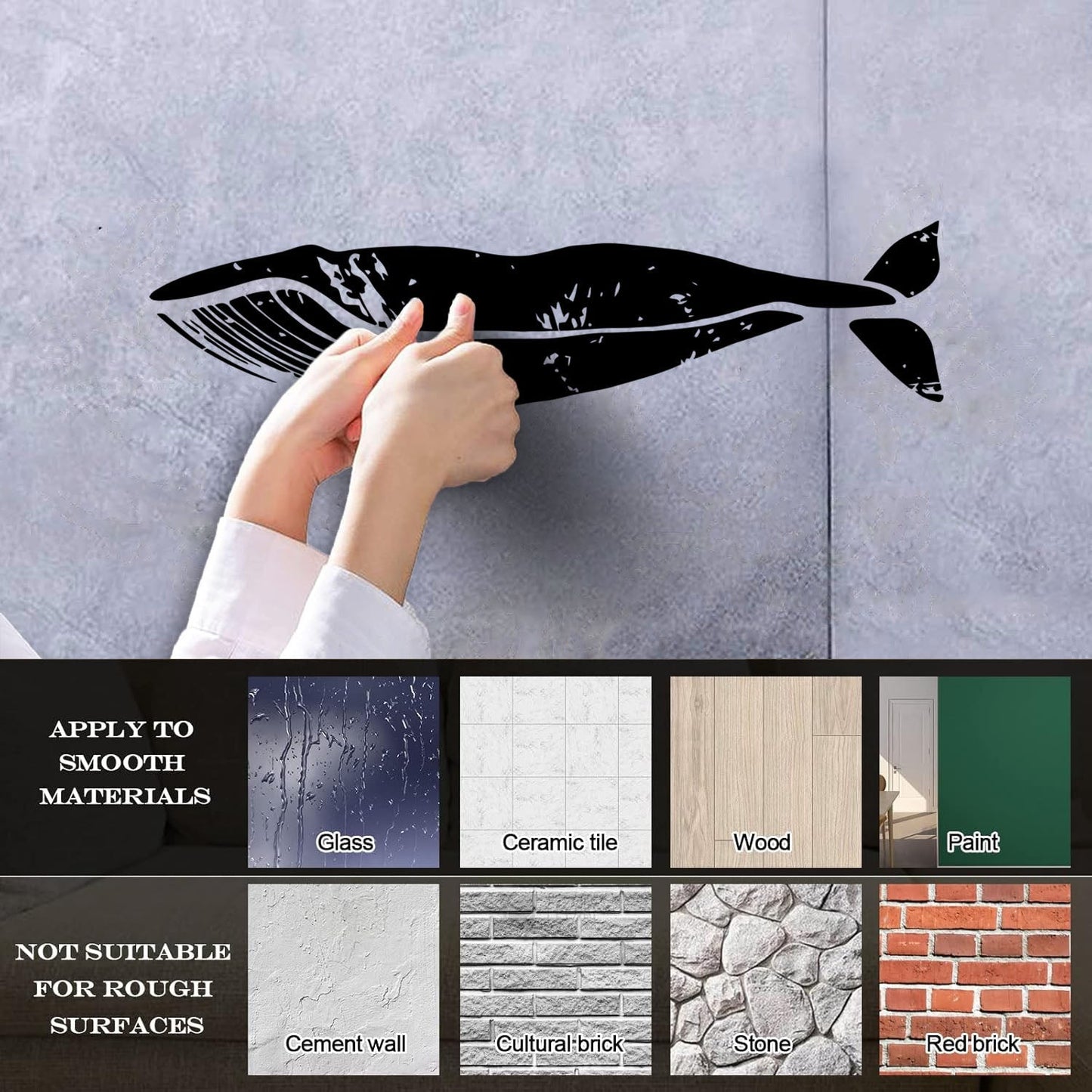 Engraving Decals Whale Marine Animal Ocean Style Wall Beautification