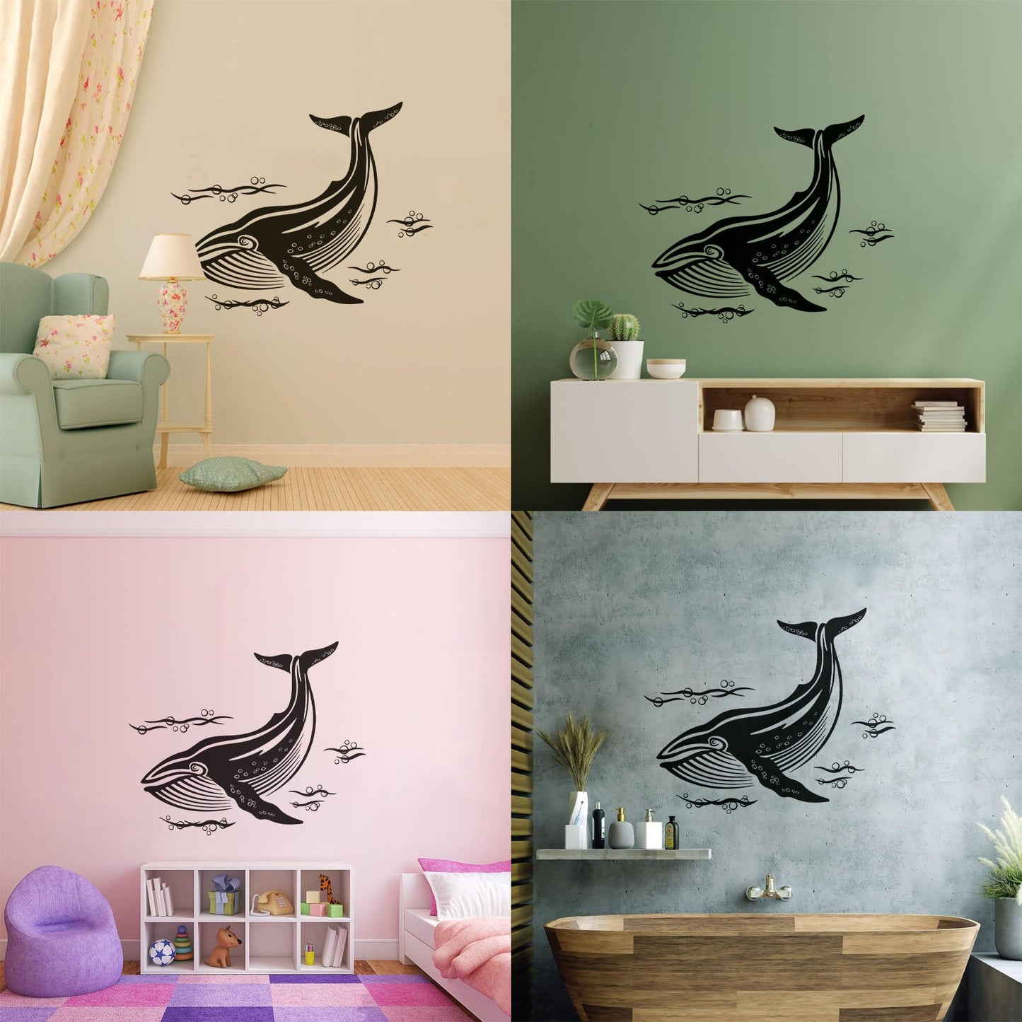Wall Stickers Paster Paper Whale Marine Animals Ocean Sea Window Decals