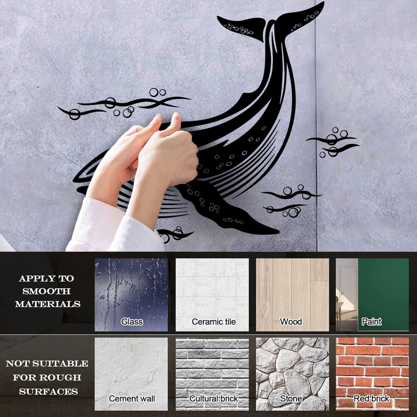 Wall Stickers Paster Paper Whale Marine Animals Ocean Sea Window Decals