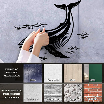 Wall Stickers Paster Paper Whale Marine Animals Ocean Sea Window Decals
