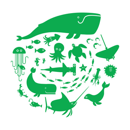 Fine Carving Stickers Whale Octopus Fish Marine Animals Bathroom Store Decoration